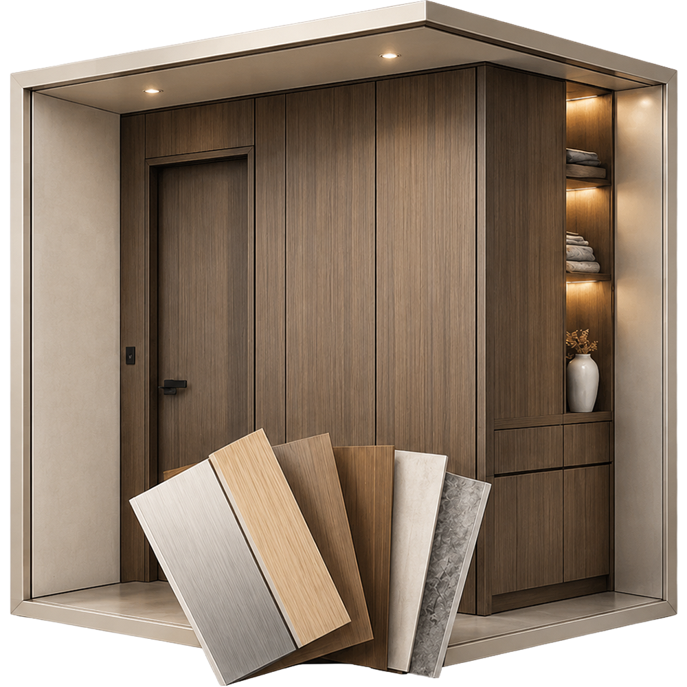 Isometric living modules for cabinetry and storage