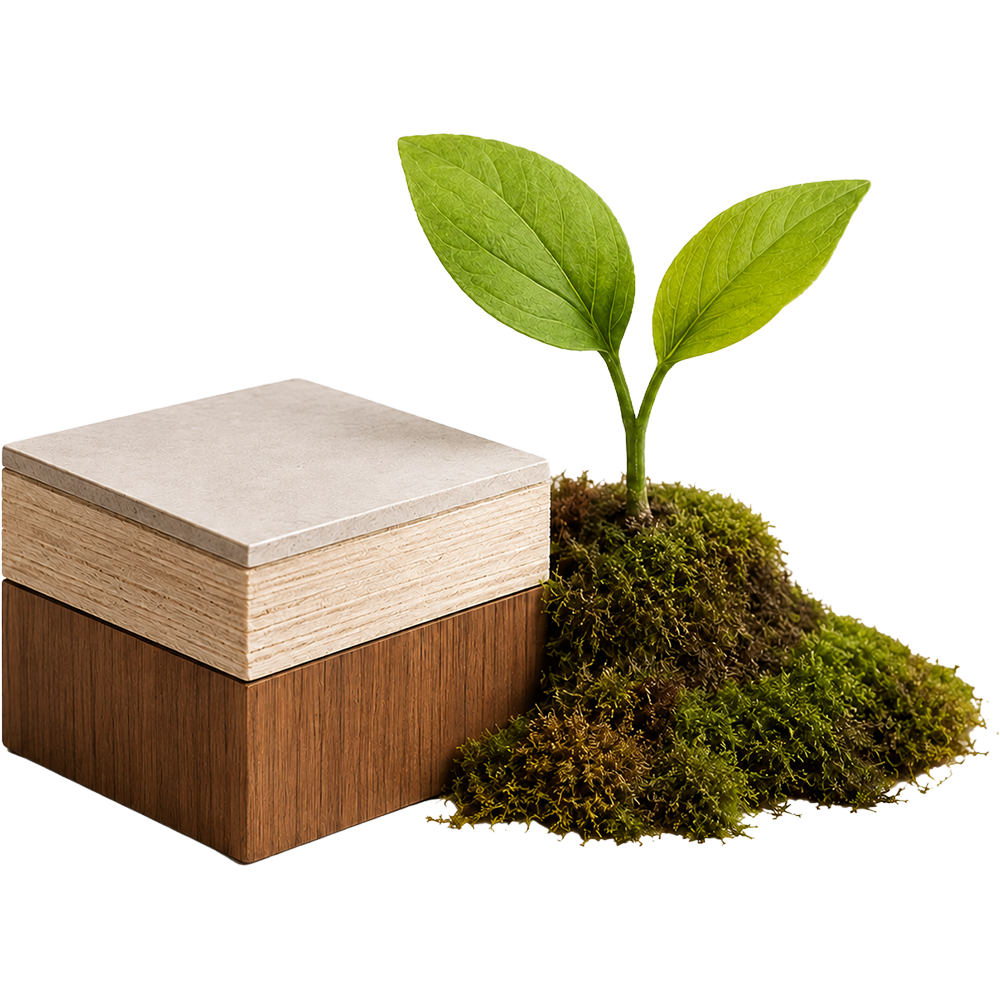 Isometric finish suite with coordinated material samples